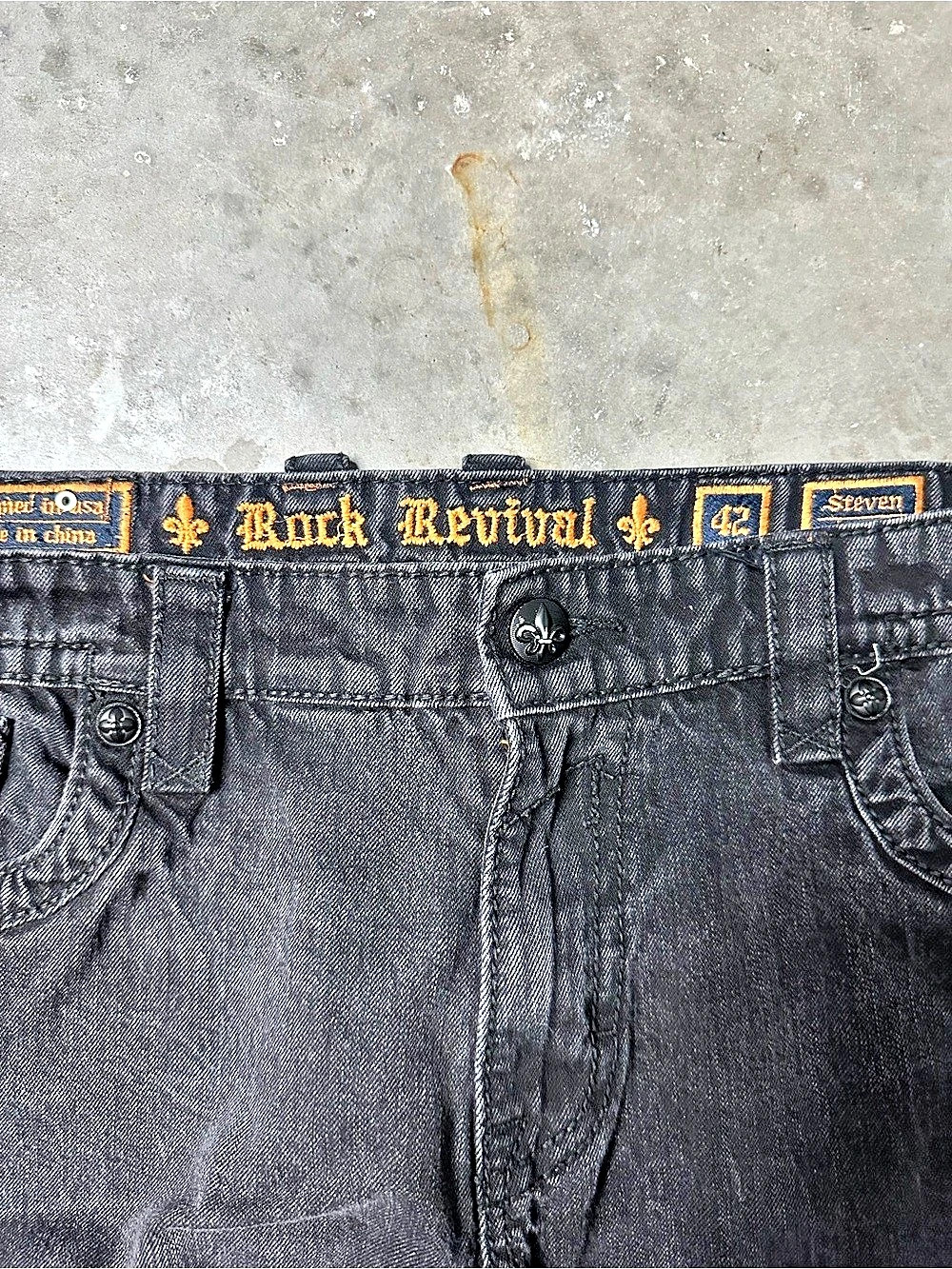 Rock Revival Steven Straight Jeans Waist 42 Black